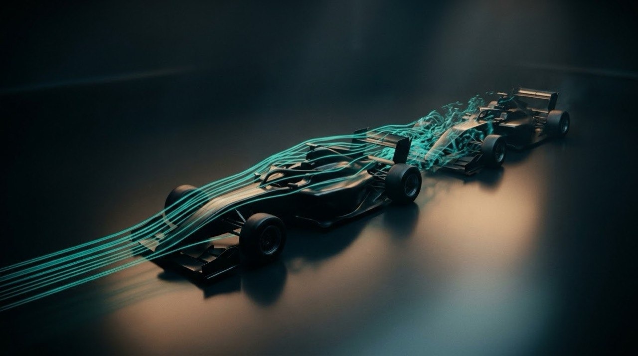 Race cars illustrating the slipstream